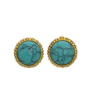 Chanel Ear Ring Gold Light Blue GP